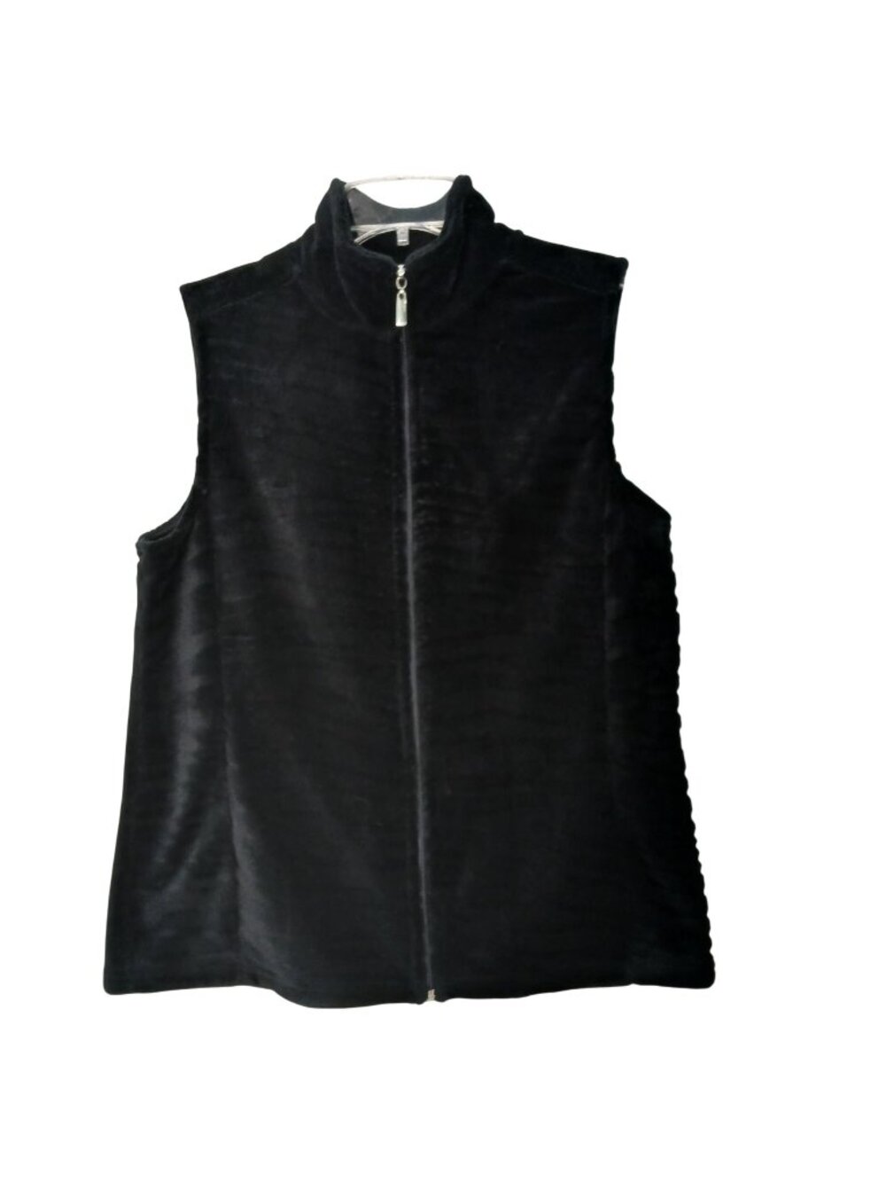 Basic Editions Womens Sz Small High Neck Sleeveless Fleece Vest Black Soft #L-39